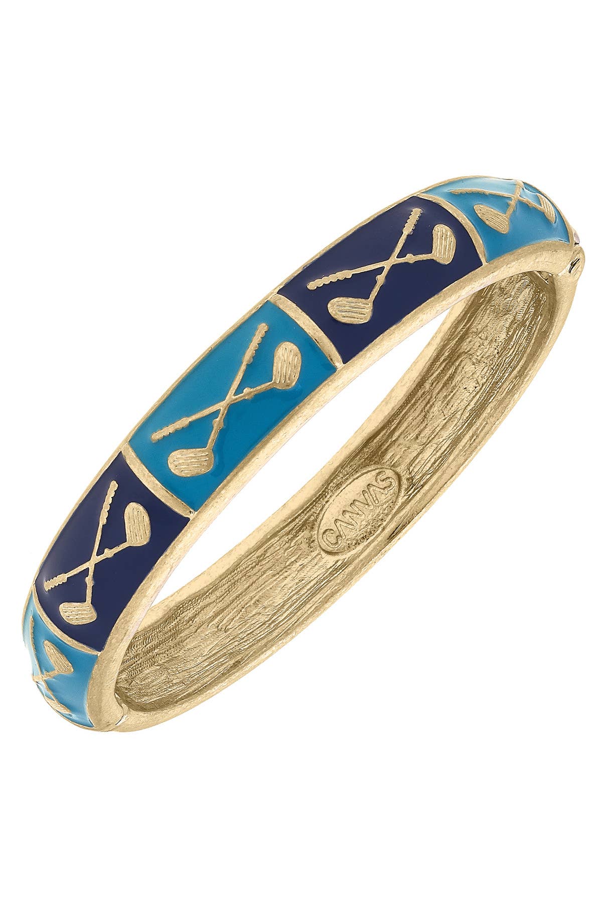 Canvas Style - Elena Golf Sculpted Enamel Hinge Bangle: White