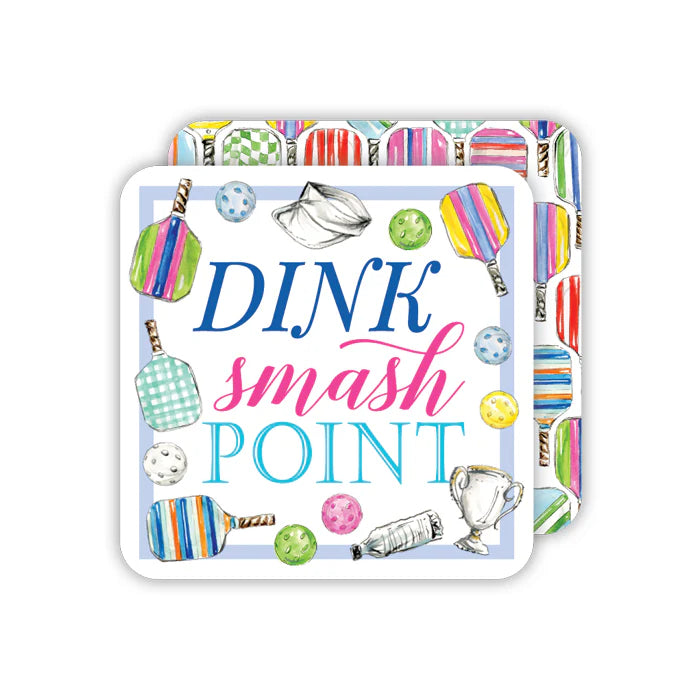 RosanneBeck Collections Dink Smash Point Pickleball Paddles Square Coasters - Thumbnail 4