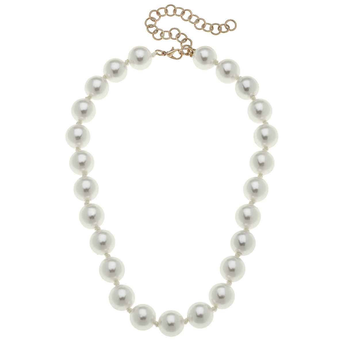 Canvas Style - Eleanor Beaded Pearl Necklace in Ivory