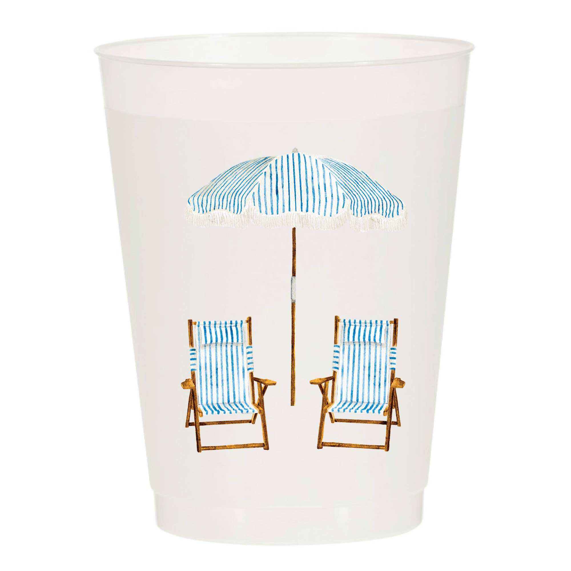 Sip Hip Hooray - Beach Chairs Umbrella Frosted Cups - Summer: Pack of 6
