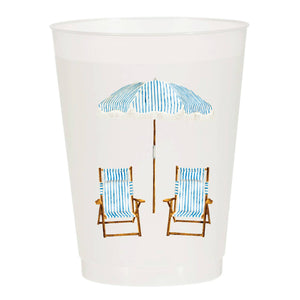 Sip Hip Hooray - Beach Chairs Umbrella Frosted Cups - Summer: Pack of 6
