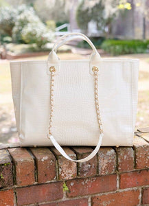 Caroline Hill - Melissa Tote Bag IVORY PATENT: Default