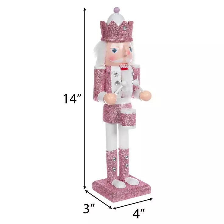 Pink Glitter Drummer Nutcracker
