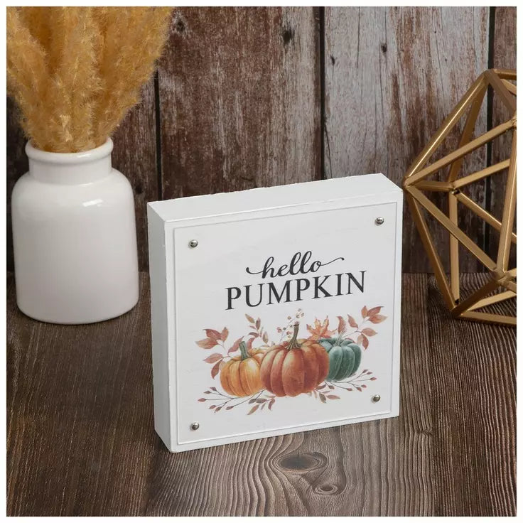 Hello Pumpkin Wooden Sign