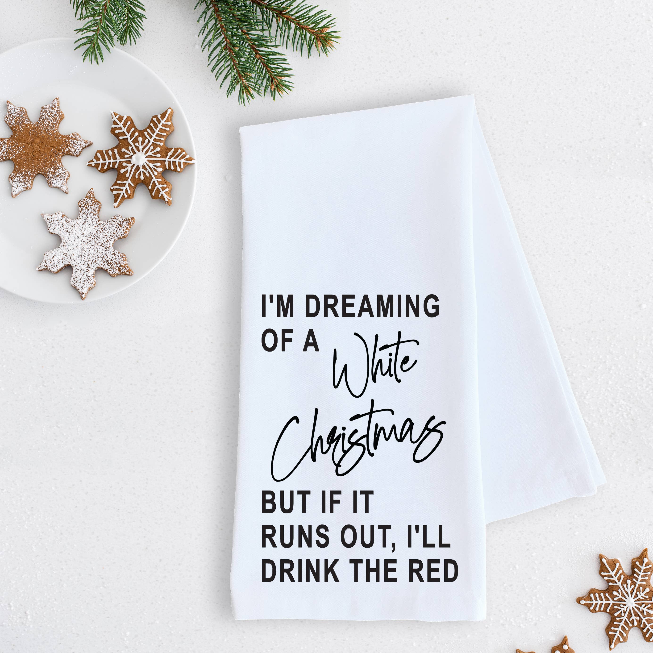 DEV D + CO. - I'm Dreaming Of A White Christmas - Tea Towel - Holiday: RED