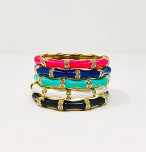 Fornash - Enamel Stone Bamboo Bracelet: Navy