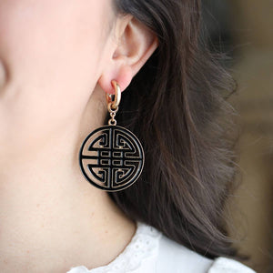 Canvas Style - Jenson Game Day Greek Keys Enamel Statement Earrings: Crimson