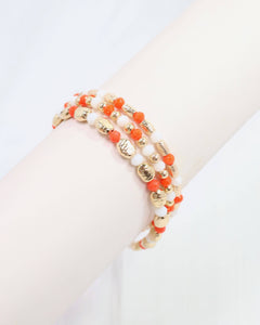 Caroline Hill - Spirit Beaded Bracelet Set Orange White