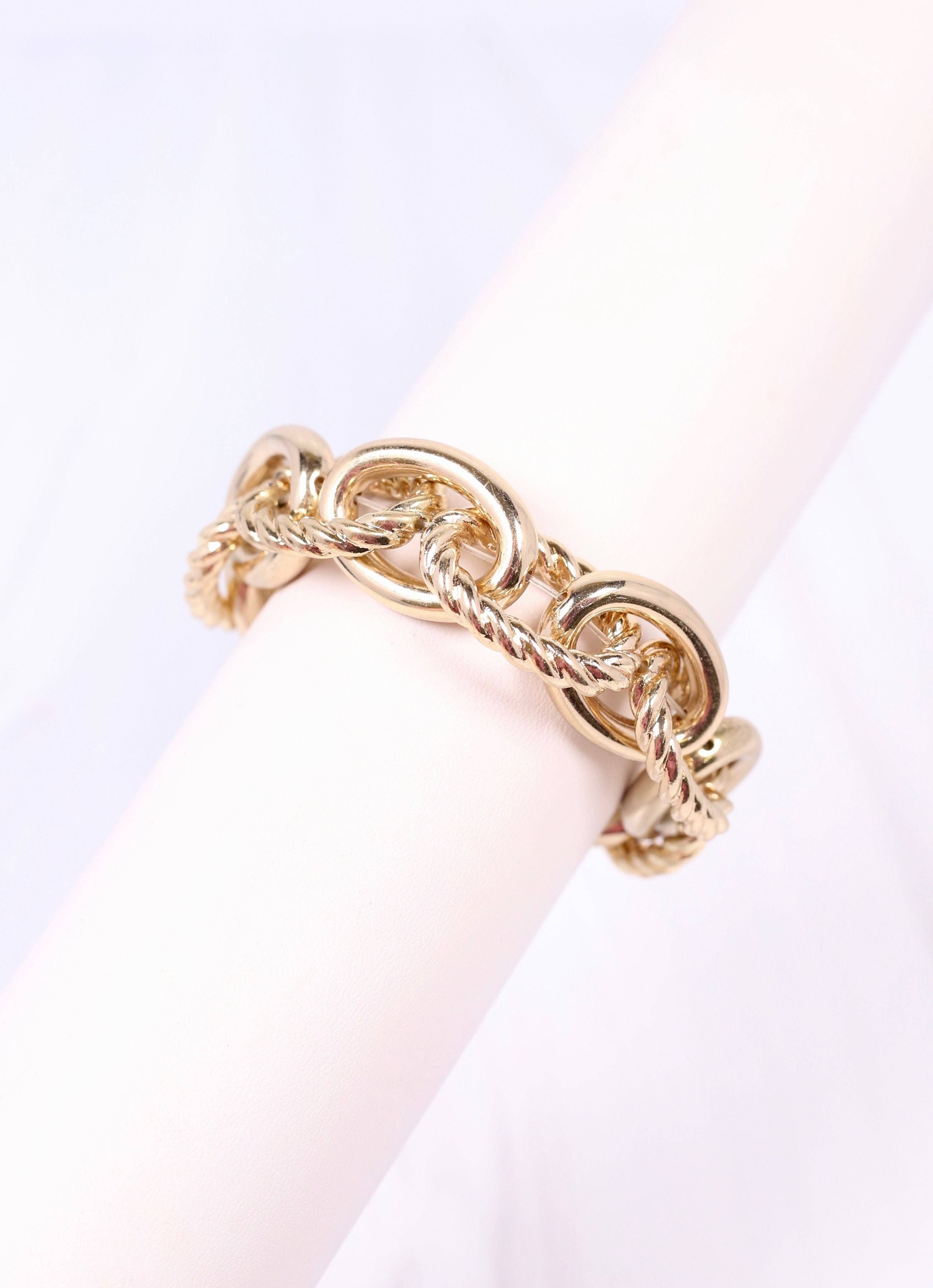 Caroline Hill - Cates Link Stretch Bracelet GOLD