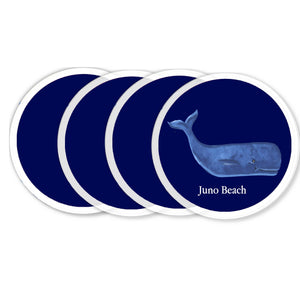 Peachy Pendants - Coasters - Navy Whale: Standard