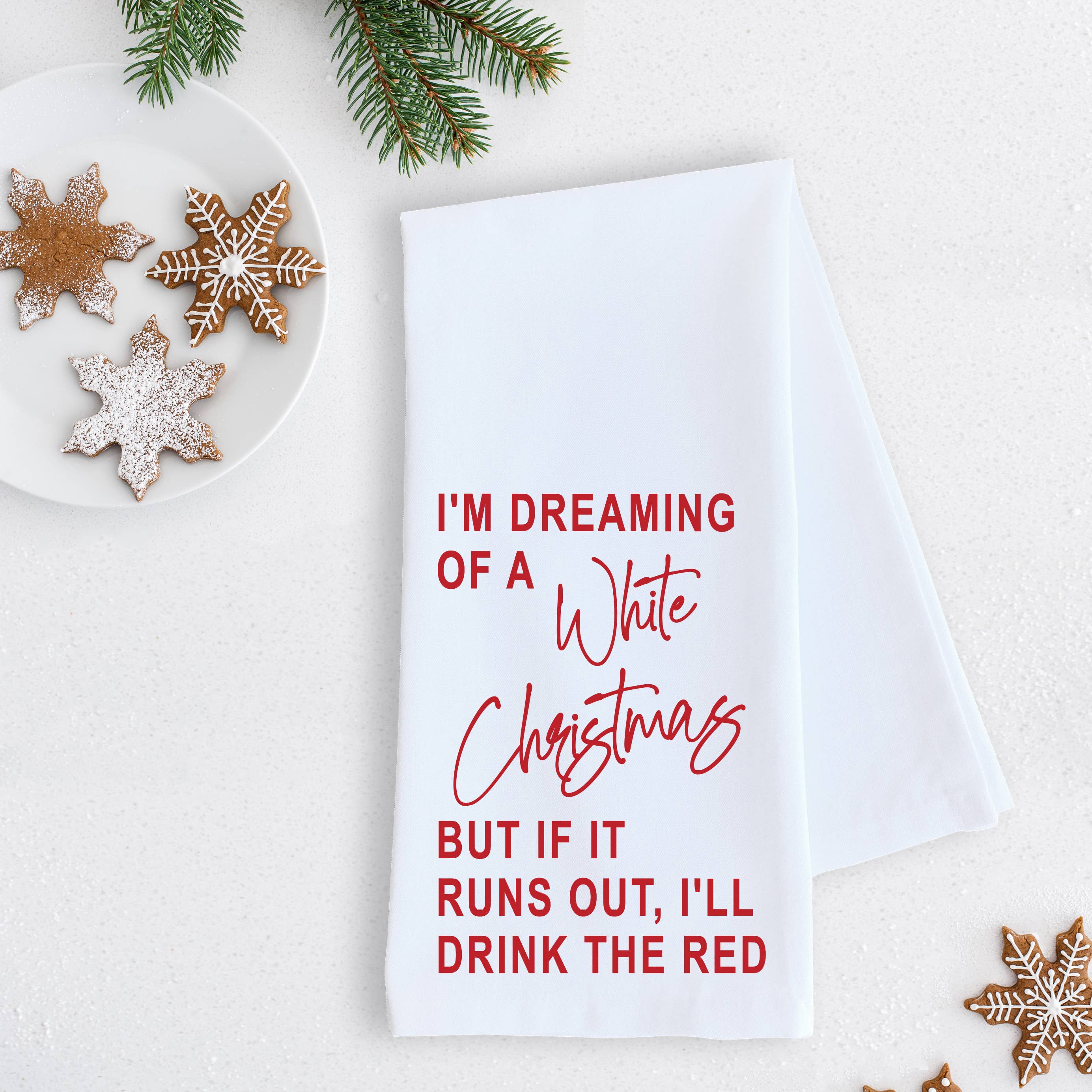 DEV D + CO. - I'm Dreaming Of A White Christmas - Tea Towel - Holiday: RED