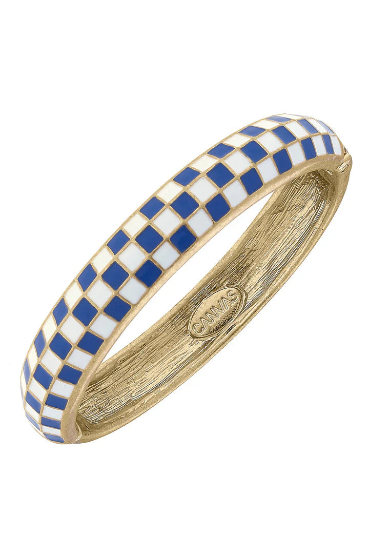 Canvas Style Bluebell Sculpted Enamel Hinge Bangle