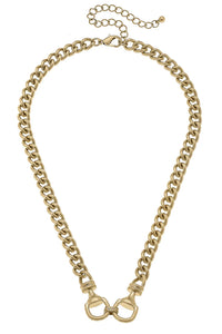 Canvas Style- Jacklynn Linked Horsebit Necklace in Worn Gold