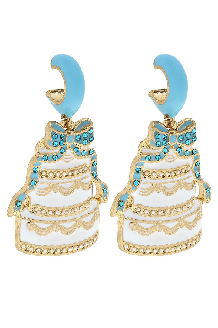 Canvas Style- Wedding Cake Enamel Huggie Hoop Earrings