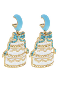 Canvas Style- Wedding Cake Enamel Huggie Hoop Earrings