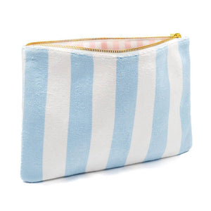 8 Oak Lane - Blue Stripe Terry Flat Pouch - Large