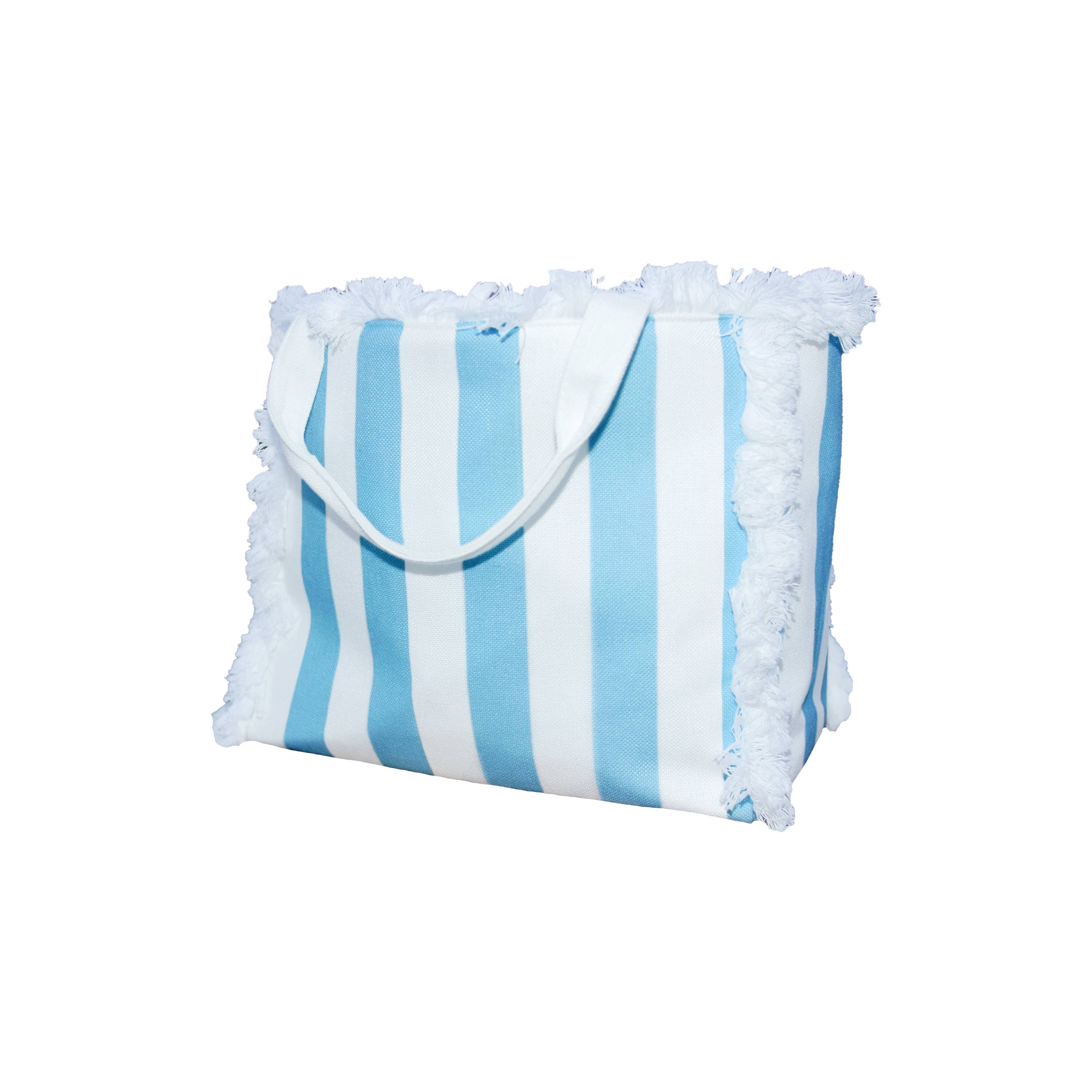 Toss Designs - Fringe Tote- Cabana Stripe Blue/White - Custom Available