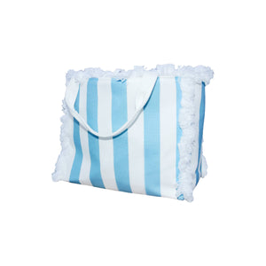 Toss Designs - Fringe Tote- Cabana Stripe Blue/White - Custom Available