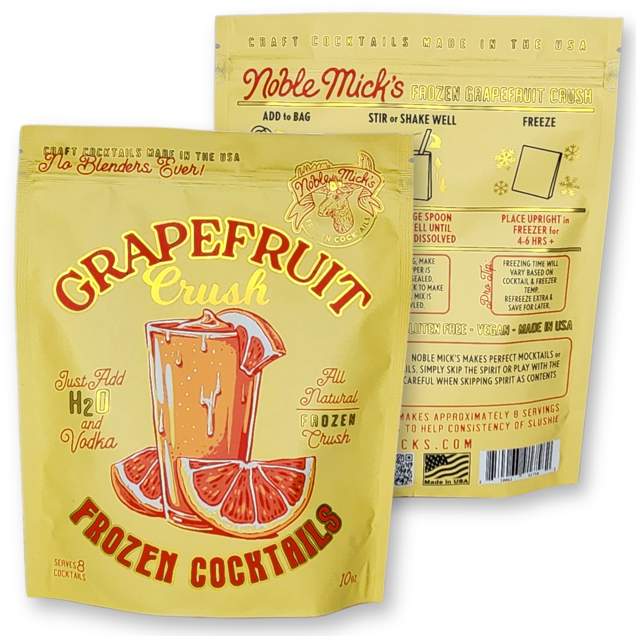 NOBLE MICK'S - Single Serve Craft Cocktails - Grapefruit Crush Frozen Cocktail
