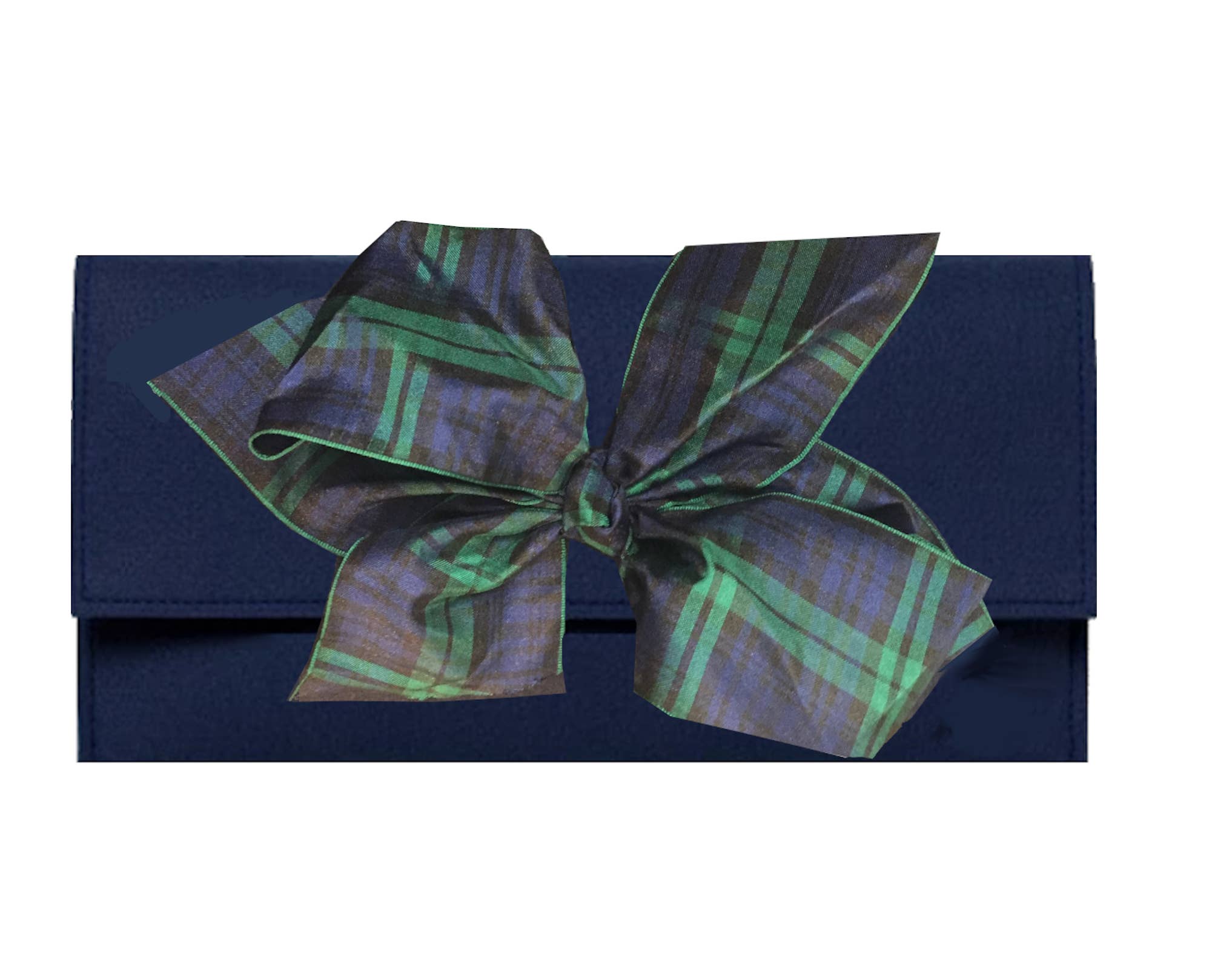 Peachy Pendants - Cambridge Clutch - Navy with Interchangeable Bow: Tartan Plaid