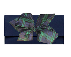 Peachy Pendants - Cambridge Clutch - Navy with Interchangeable Bow: Tartan Plaid