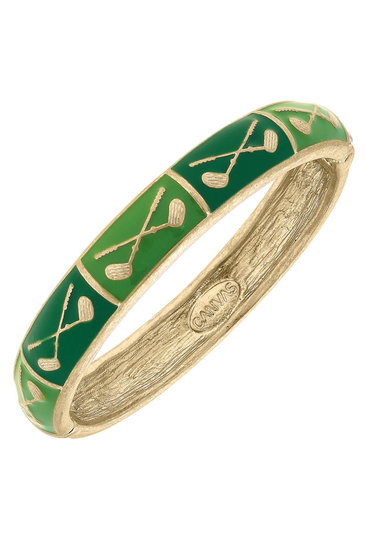 Canvas Style - Elena Golf Sculpted Enamel Hinge Bangle: White