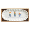 Mud Pie Pumpkin Topiary scalloped ceramic tray with colorful fall pumpkins and Thanksgiving sentiment