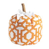 Mud Pie medium orange and white patterned fabric pumpkin with jute-wrapped stem and white grosgrain bow