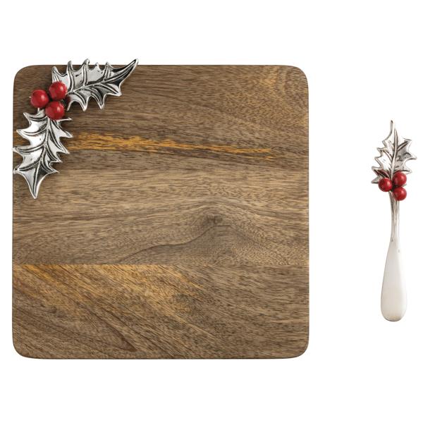 Mud Pie Wooden Holly Tray