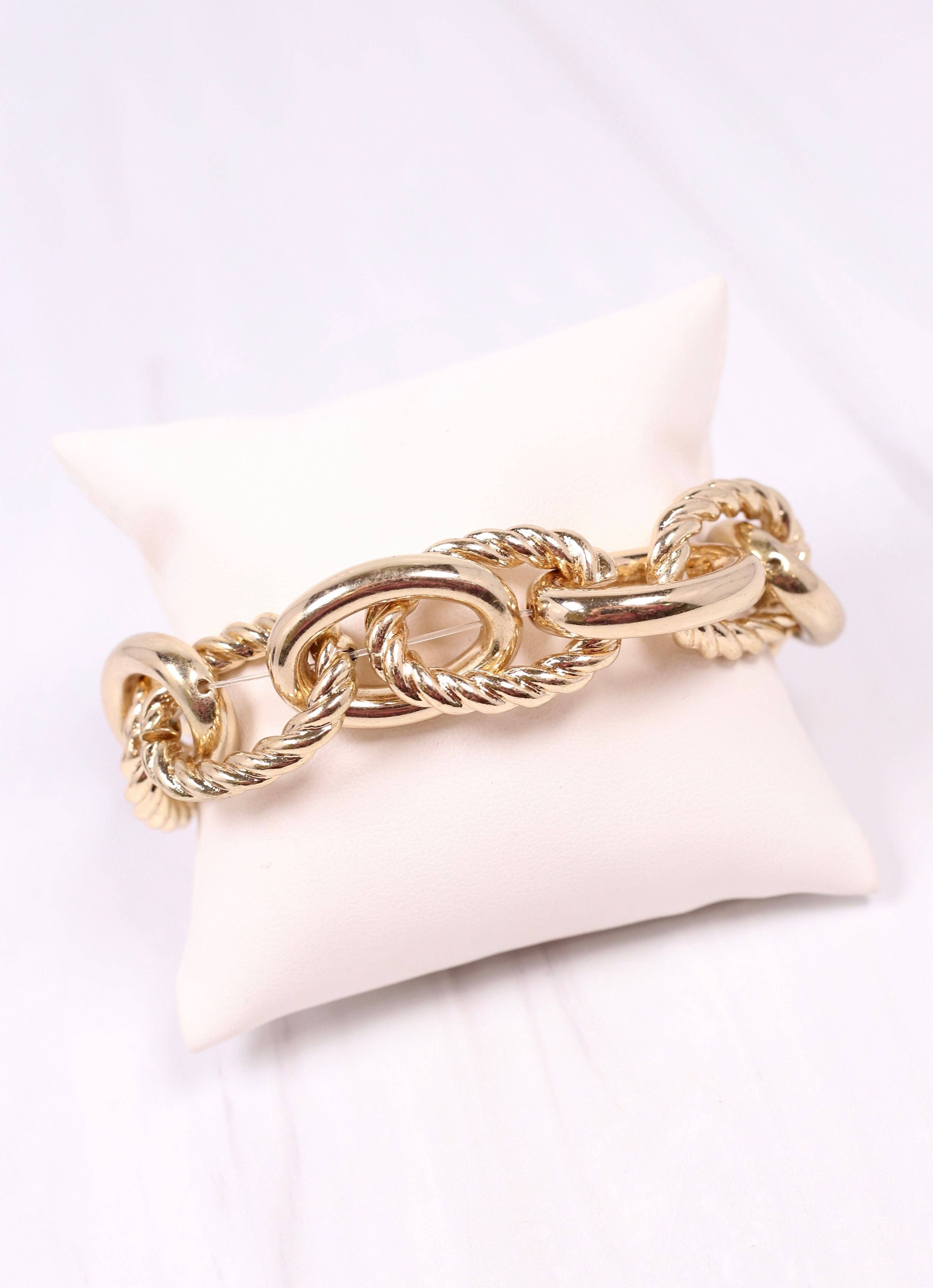 Caroline Hill - Cates Link Stretch Bracelet GOLD