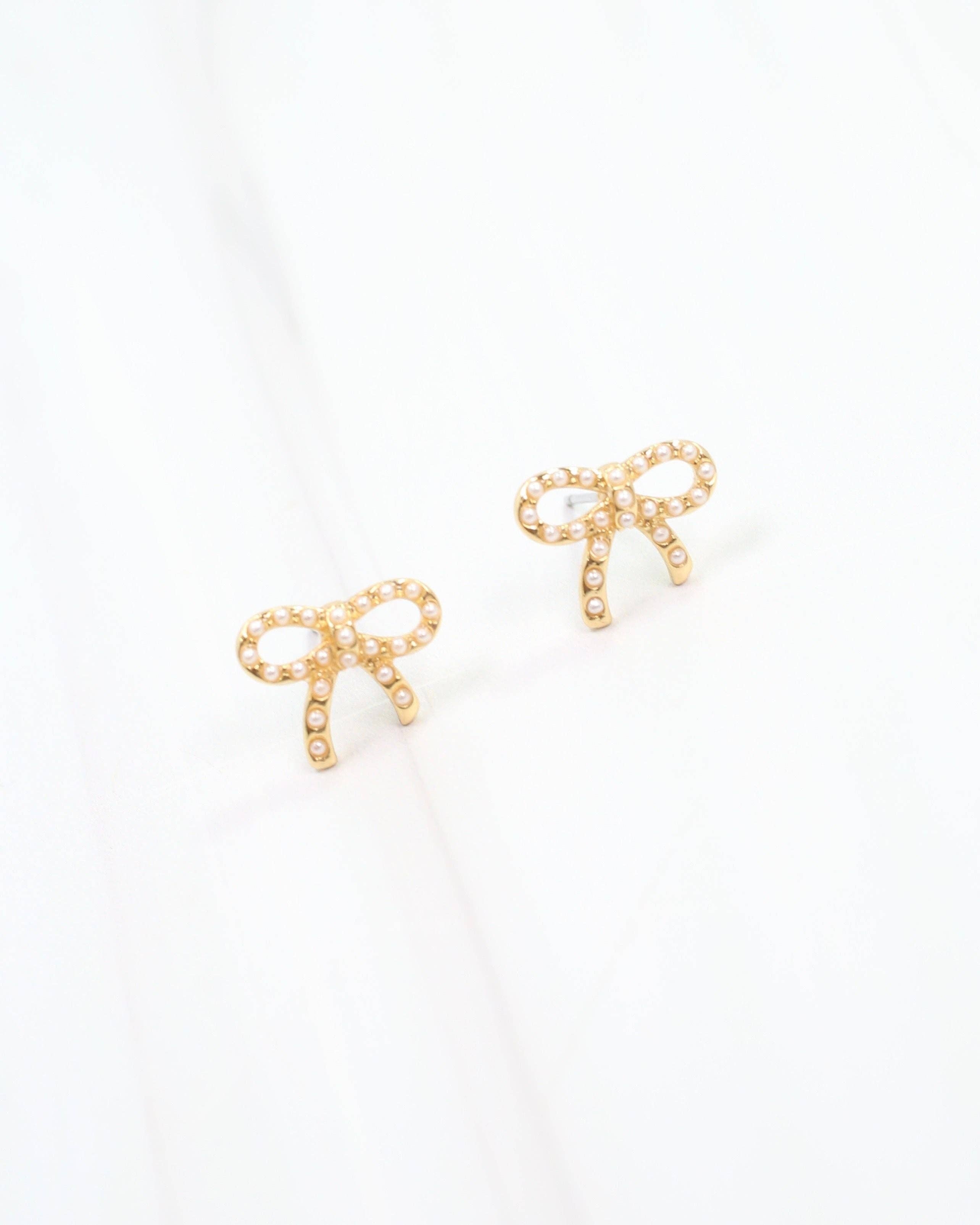 Caroline Hill - Carolina Pearl Bow Stud Gold