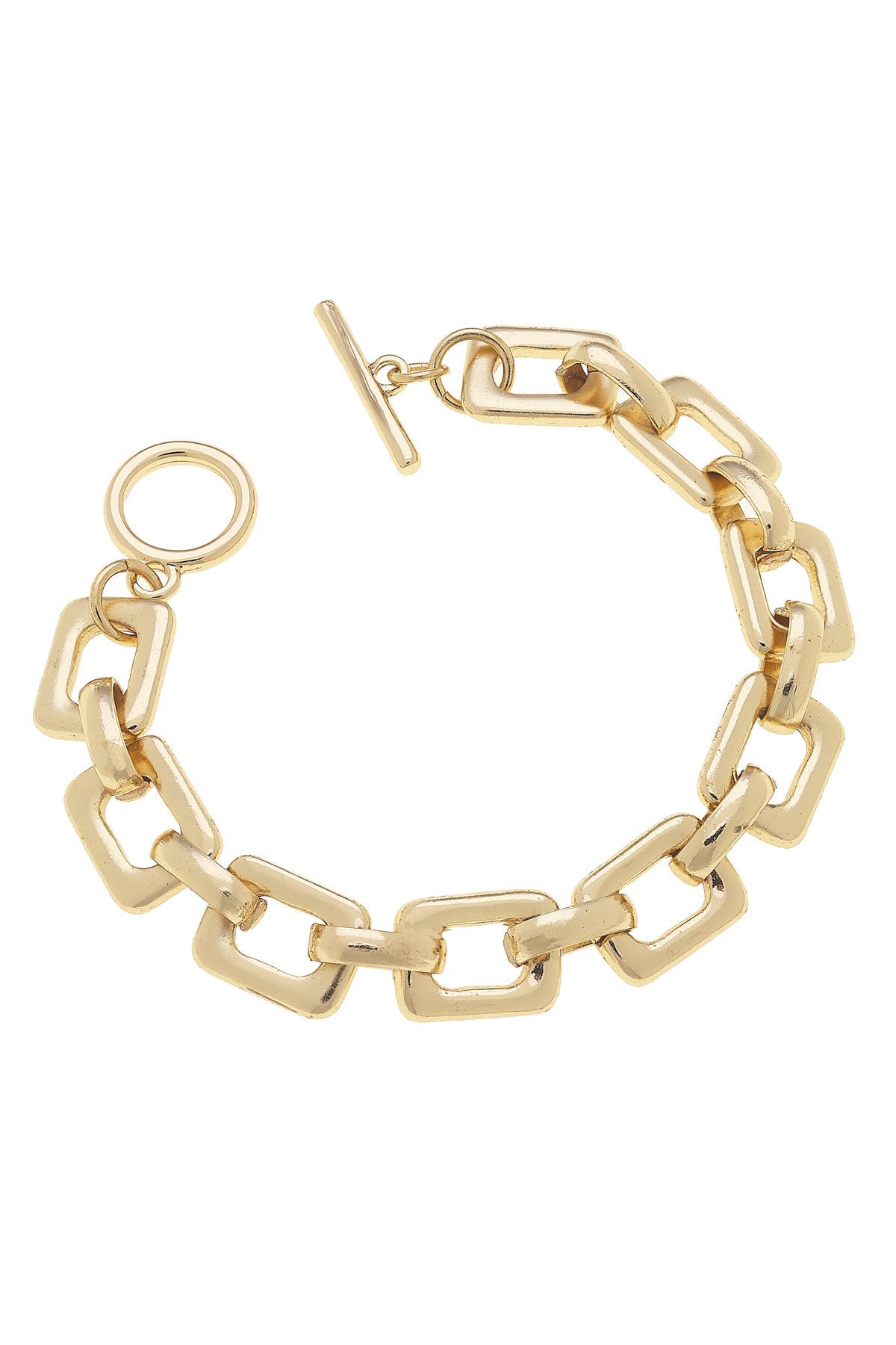 Canvas Style - Conrad Chain Link Toggle Bracelet in Shiny Gold
