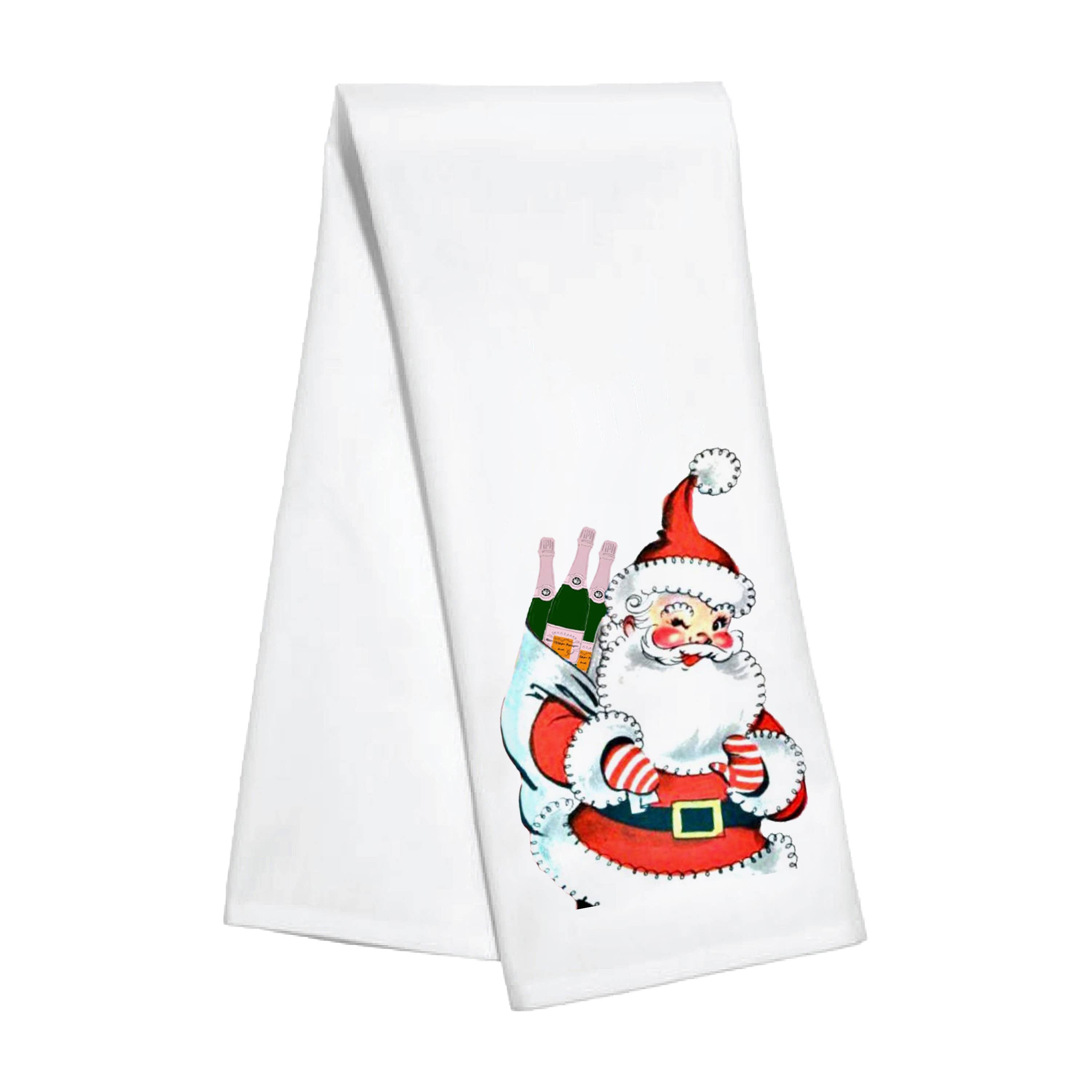 Toss Designs - Kitchen Towel- Champagne Santa