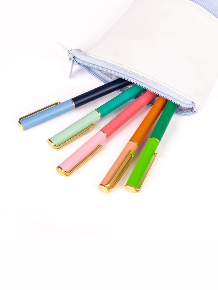 Mary Square Snap Cap Pen | Colorblock Coral