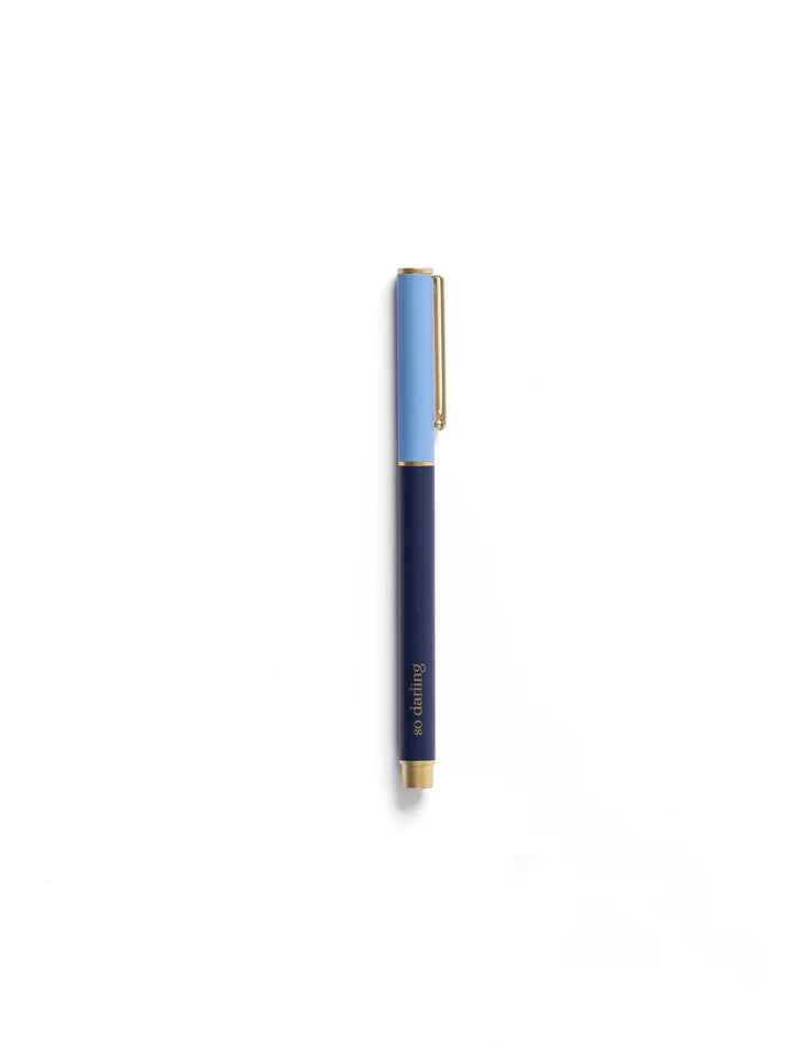 Mary Square Snap Cap Pen | Colorblock Blue