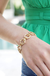 Canvas Style - Pippa Bamboo Linked Horsebit Bracelet in Shiny Gold