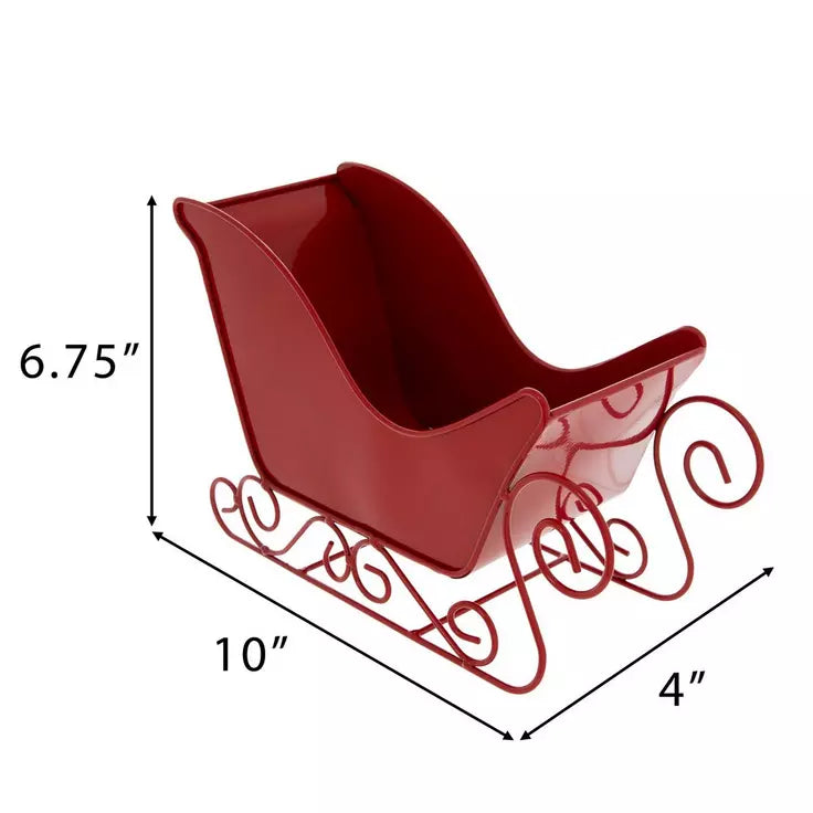 Red Metal Sleigh Small