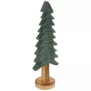 Green Carved Wood Tree- Small