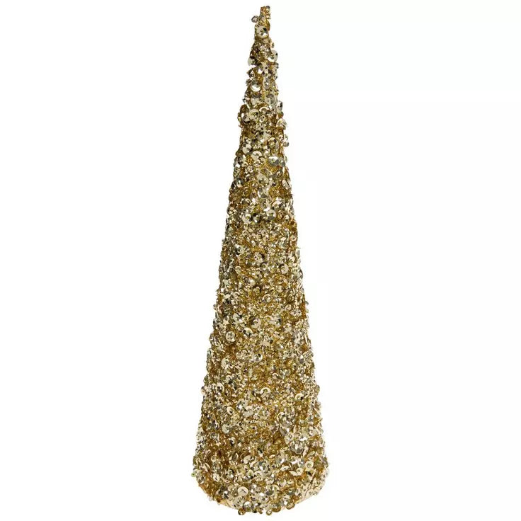 Sequin Cone Tree- Gold Medium