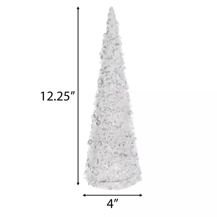 Sequin Cone Tree – 12" Silver Sparkle Accent- Small