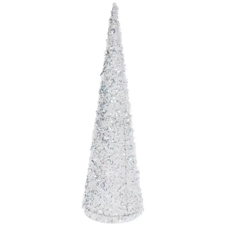 Sequin Cone Tree –18" White  Sparkle Accent- Medium