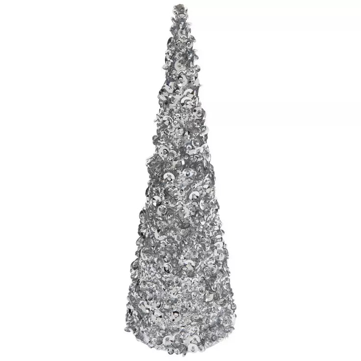 Sequin Cone Tree- Silver Small