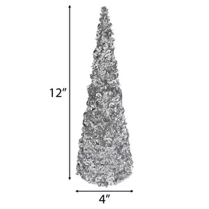 Sequin Cone Tree- Silver Small