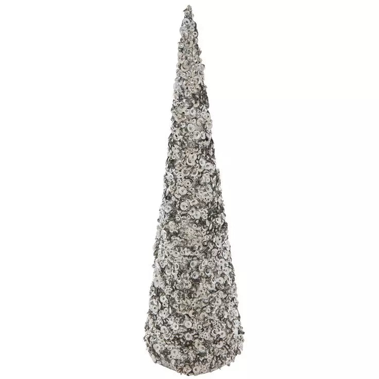 Sequin Cone Tree- Silver Medium