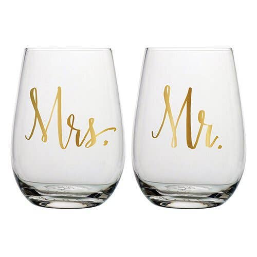 Angle - Wine Glass Set - Mr. and Mrs.