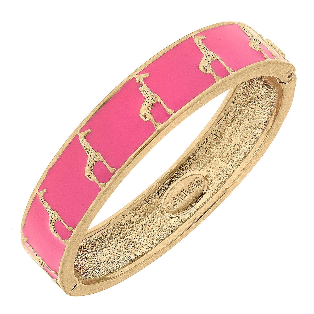 Canvas Style - Jasmine Enamel Giraffe Hinge Bangle in Pink