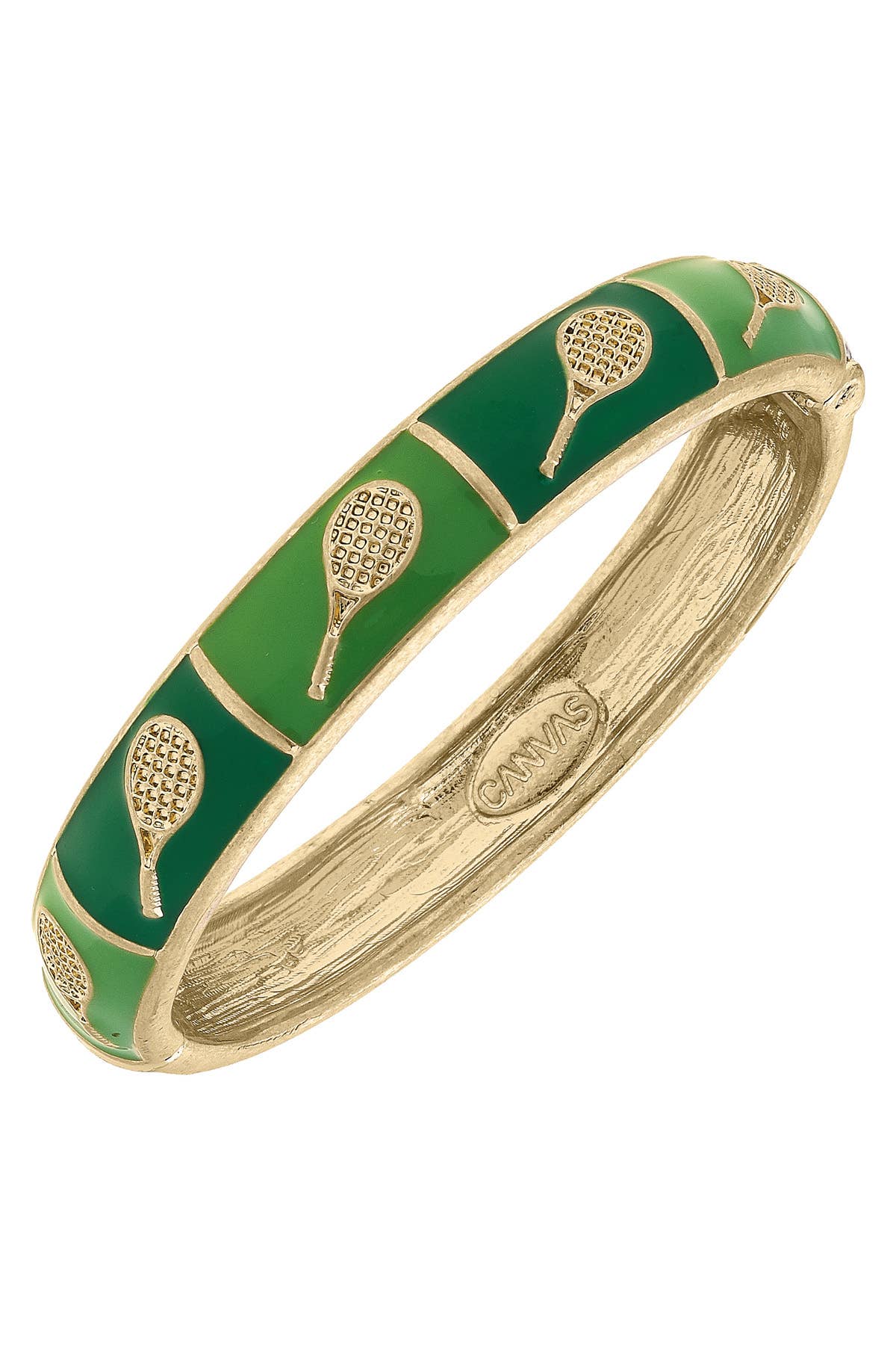 Canvas Style - Elena Tennis Sculpted Enamel Hinge Bangle: White