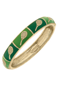 Canvas Style - Elena Tennis Sculpted Enamel Hinge Bangle: White