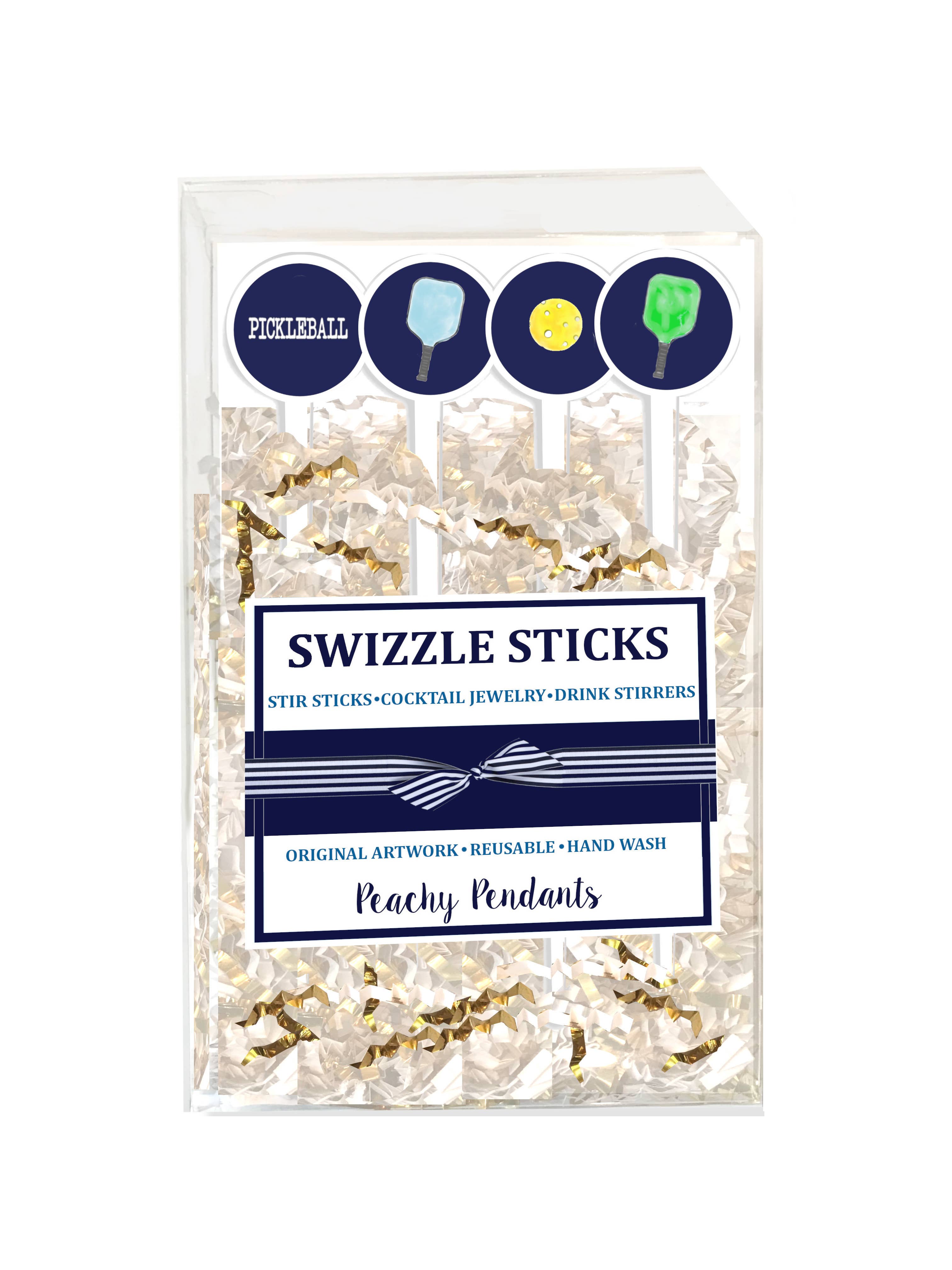 Peachy Pendants - Swizzle Sticks - Pickleball