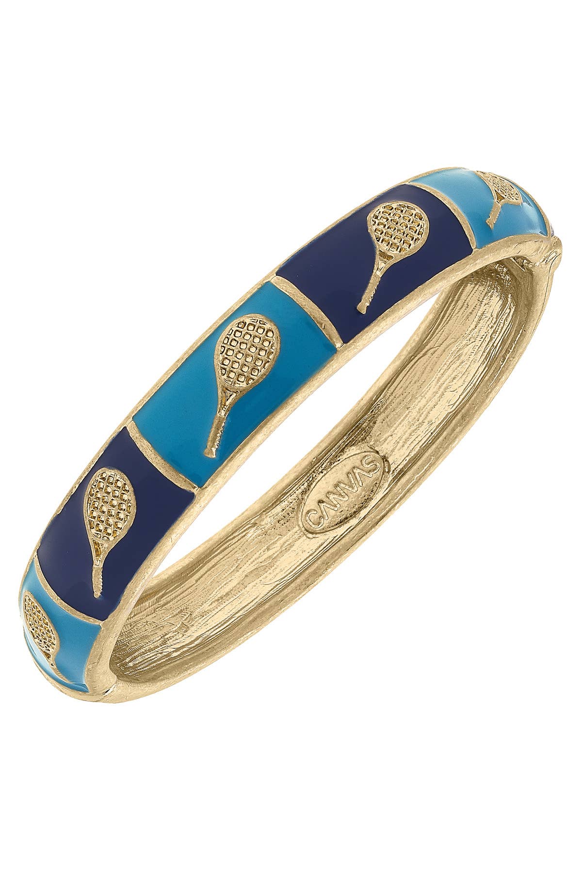 Canvas Style - Elena Tennis Sculpted Enamel Hinge Bangle: White